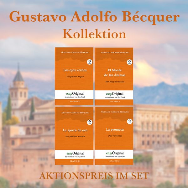 Produktbild: Gustavo Adolfo B&eacute;cquer Geschenkset - 4 B&uuml;cher (mit Audio-Online) + Marmortr&auml;ume Schreibset Basics