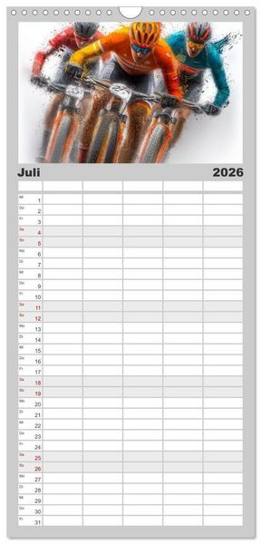 Produktbild: Familienplaner 2026 - Radsport &ndash; Vom Training zum Triumph mit 5 Spalten (Wandkalender, 21 x 45 cm) CALVENDO