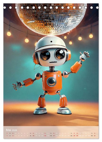 Produktbild: RoboLife - Niedliche Blechfreunde im Alltag (Tischkalender 2026 DIN A5 hoch), CALVENDO Monatskalender