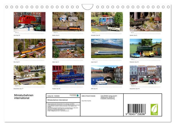Produktbild: Miniaturbahnen international (Wandkalender 2026 DIN A4 quer), CALVENDO Monatskalender