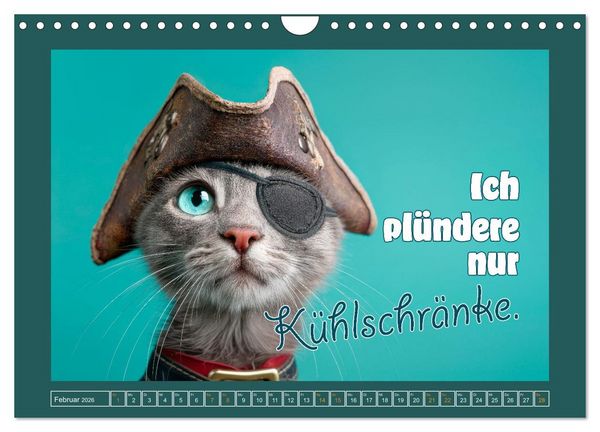 Produktbild: Katzenhumor - Ein Jahr voller Flauschalarm (Wandkalender 2026 DIN A4 quer), CALVENDO Monatskalender