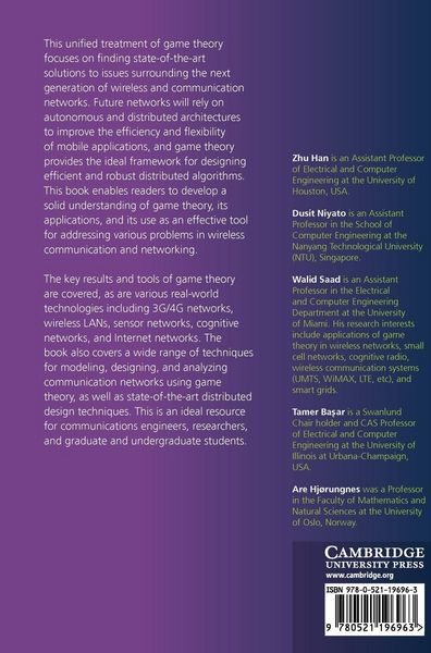 Produktbild: Game Theory in Wireless and Communication Networks