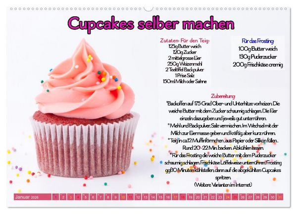 Produktbild: Cupcakes - die s&uuml;&szlig;e Verf&uuml;hrung (hochwertiger Premium Wandkalender 2026 DIN A2 quer), Kunstdruck in Hochglanz