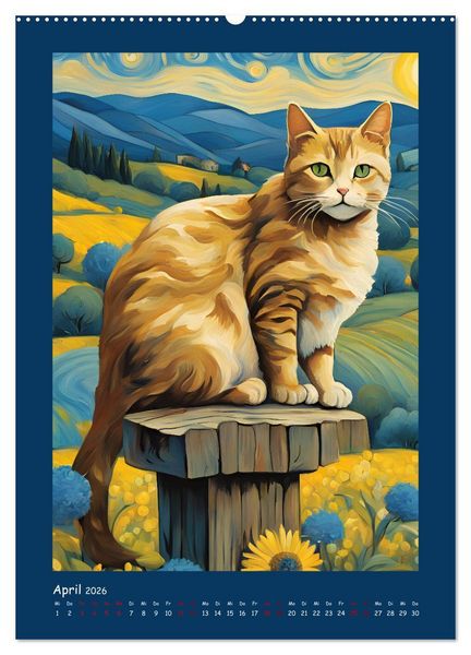 Produktbild: Katzen im Farbenspiel (Wandkalender 2026 DIN A2 hoch), CALVENDO Monatskalender