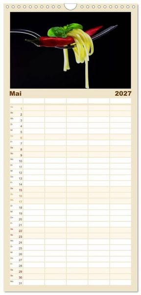 Produktbild: Familienplaner 2027 - Pasta Kreationen mit 5 Spalten (Wandkalender, 21 x 45 cm) CALVENDO