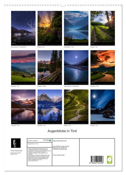 Produktbild: Augenblicke in Tirol (hochwertiger Premium Wandkalender 2026 DIN A2 hoch), Kunstdruck in Hochglanz