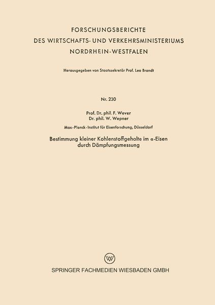 Produktbild: Bestimmung kleiner Kohlenstoffgehalte im a-Eisen durch D&auml;mpfungsmessung