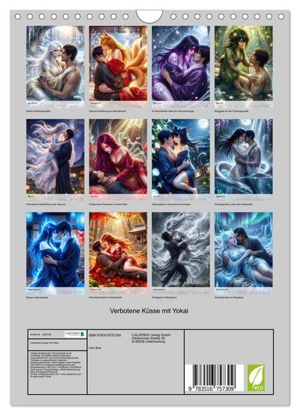 Produktbild: Verbotene K&uuml;sse mit Yokai (Wandkalender 2027 DIN A4 hoch), CALVENDO Monatskalender