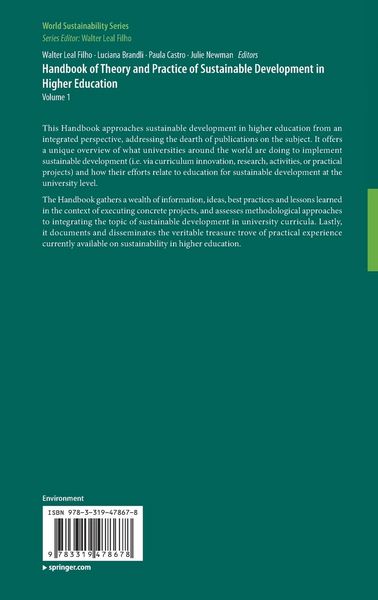 Produktbild: Handbook of Theory and Practice of Sustainable Development in Higher Education
