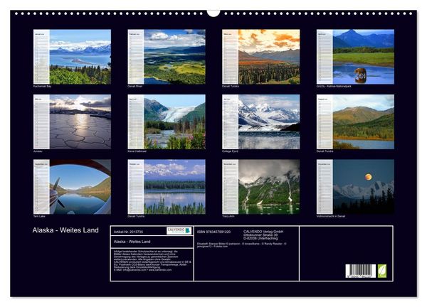 Produktbild: Alaska - Weites Land (Wandkalender 2026 DIN A2 quer), CALVENDO Monatskalender
