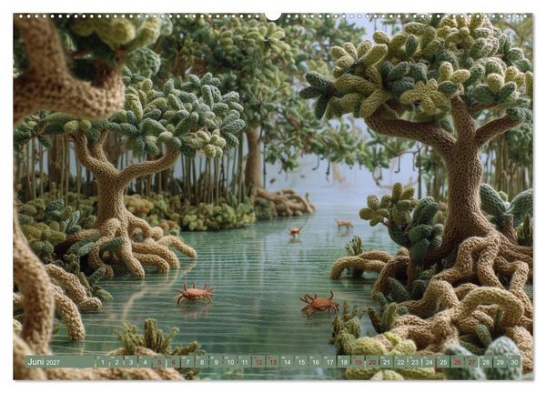 Produktbild: Textile Naturwelten. Amigurumi-&Ouml;kosysteme zZwischen Polarmeer und Savanne (hochwertiger Premium Wandkalender 2027 DIN A2 quer), Kunstdruck in Hochglanz