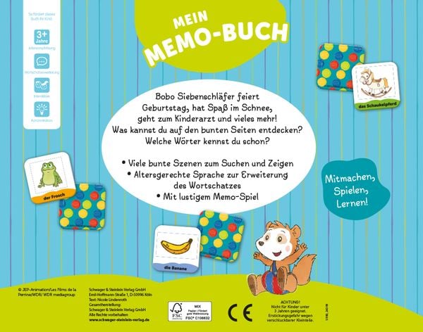 Produktbild: Bobo Siebenschl&auml;fer Mein Memo-Buch