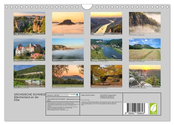 Produktbild: S&Auml;CHSISCHE SCHWEIZ - M&auml;rchenland an der Elbe (Wandkalender 2026 DIN A4 quer), CALVENDO Monatskalender