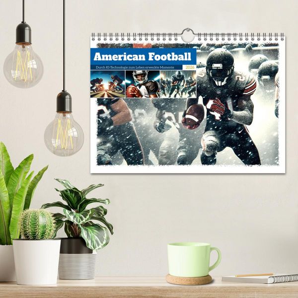Produktbild: American Football - Durch KI-Technologie zum Leben erweckte Momente (Wandkalender 2026 DIN A4 quer), CALVENDO Monatskalender