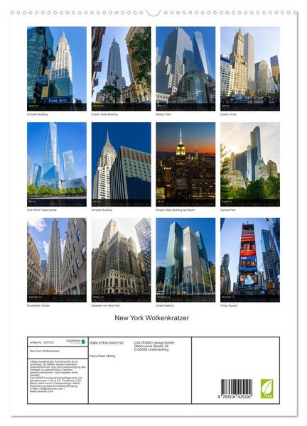 Produktbild: New York Wolkenkratzer (hochwertiger Premium Wandkalender 2026 DIN A2 hoch), Kunstdruck in Hochglanz