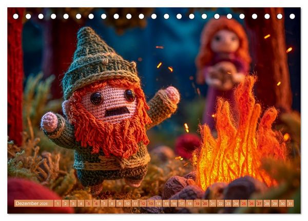Produktbild: Amigurumi M&auml;rchenstunde nach den Gebr&uuml;dern Grimm (Tischkalender 2026 DIN A5 quer), CALVENDO Monatskalender