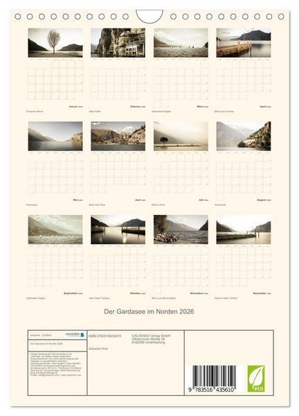 Produktbild: Der Gardasee im Norden 2026 (Wandkalender 2026 DIN A4 hoch), CALVENDO Monatskalender