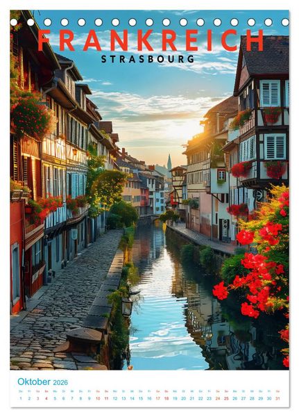 Produktbild: Frankreich - Old School Poster Style (Tischkalender 2026 DIN A5 hoch), CALVENDO Monatskalender