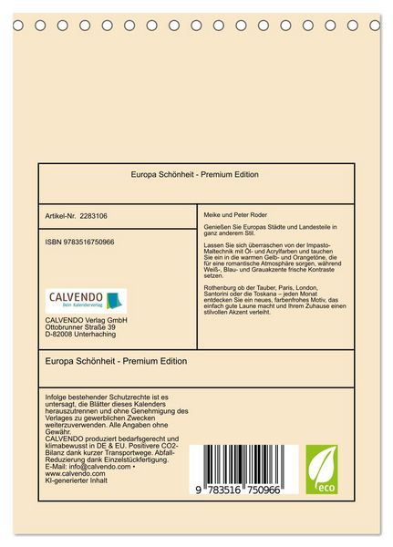 Produktbild: Europa Sch&ouml;nheit - Premium Edition (Tischkalender 2027 DIN A5 hoch), CALVENDO Monatskalender
