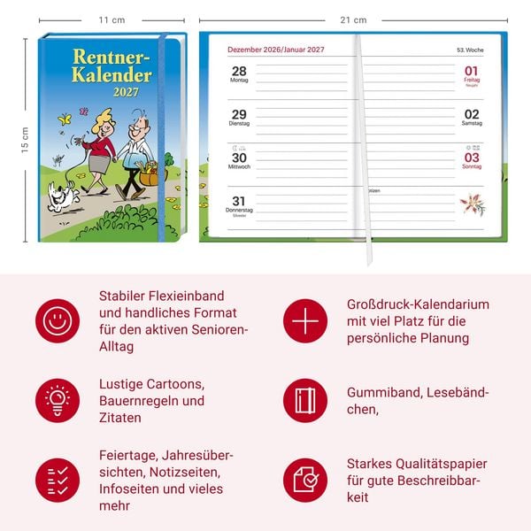 Produktbild: Rentner Kalenderbuch A6 2027