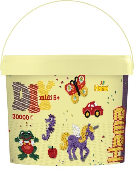 Produktbild: Hama 181-67 - Eimer mit ca. 30000 Midi-Bügelperlen, Volltonmix