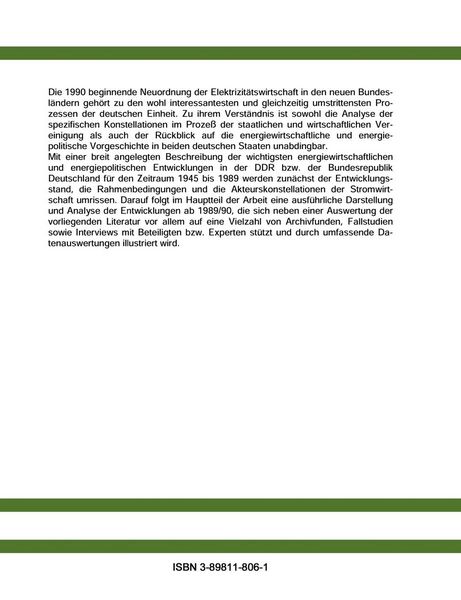 Produktbild: Stromwirtschaft und deutsche Einheit