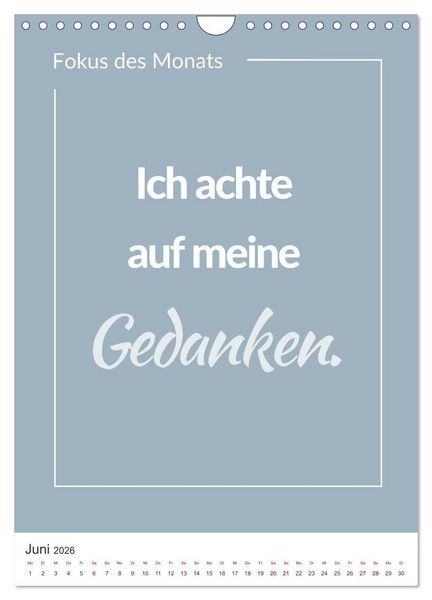 Produktbild: Achtsamkeitskalender: Mehr Achtsamkeit im Alltag mit dem Fokus des Monats (Wandkalender 2026 DIN A4 hoch), CALVENDO Monatskalender
