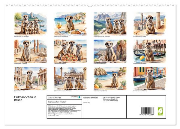 Produktbild: Erdm&auml;nnchen in Italien (hochwertiger Premium Wandkalender 2026 DIN A2 quer), Kunstdruck in Hochglanz