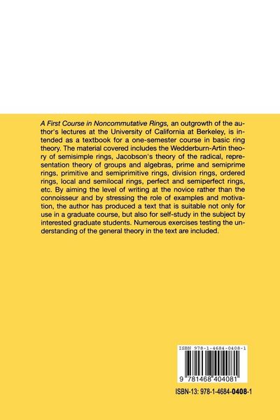 Produktbild: A First Course in Noncommutative Rings