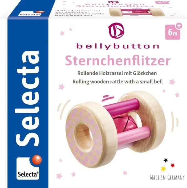 Selecta 64001 - bellybutton, Sternchenflitzer, Roll-Rassel, Holz, rosa