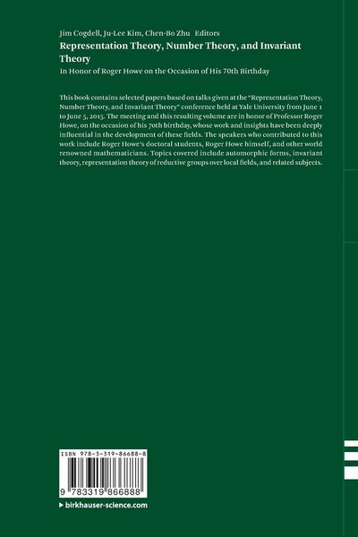 Produktbild: Representation Theory, Number Theory, and Invariant Theory