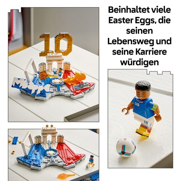 Produktbild: LEGO Editions 43013 Kylian Mbapp&eacute;, Fu&szlig;ball-Highlights, Fu&szlig;ball-Deko; Bauset f&uuml;r Kinder