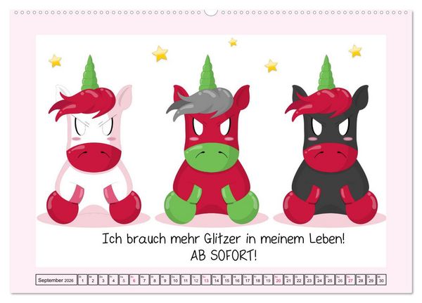Produktbild: Unicorns. Einhorn-Spr&uuml;che und Weisheiten! (hochwertiger Premium Wandkalender 2026 DIN A2 quer), Kunstdruck in Hochglanz