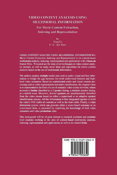 Produktbild: Video Content Analysis Using Multimodal Information