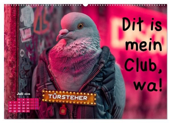 Produktbild: Freche Tauben - Lustiger Spr&uuml;chekalender mit Berliner Schnautze (Wandkalender 2026 DIN A2 quer), CALVENDO Monatskalender