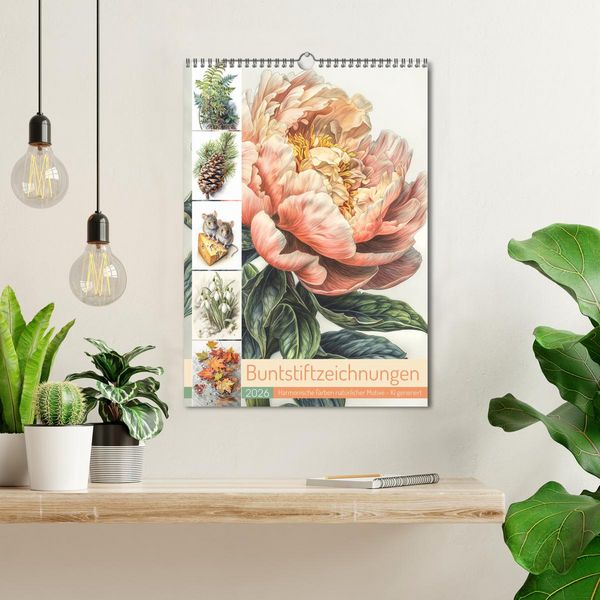 Produktbild: Buntstiftzeichnungen (Wandkalender 2026 DIN A3 hoch), CALVENDO Monatskalender