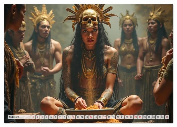 Produktbild: Aztekische Mythologie - G&ouml;tter, Helden und Monster (Tischkalender 2026 DIN A5 quer), CALVENDO Monatskalender