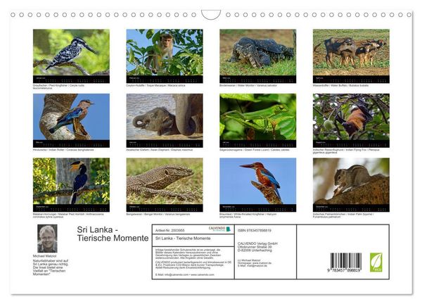 Produktbild: Sri Lanka - Tierische Momente (Wandkalender 2026 DIN A3 quer), CALVENDO Monatskalender