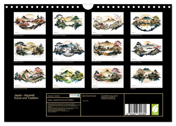 Produktbild: Japan - Aquarell Kunst und Tradition (Wandkalender 2026 DIN A4 quer), CALVENDO Monatskalender