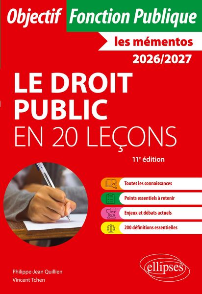 Le droit public en 20 leçons, Taschenbuch von Philippe-Jean Quillien , Vincent Tchen, Ellipses, 9782340111677
