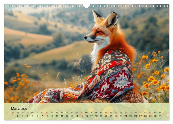 Produktbild: Fuchsige Eskapaden. Reineke mit noblen Accessoires (Wandkalender 2026 DIN A3 quer), CALVENDO Monatskalender