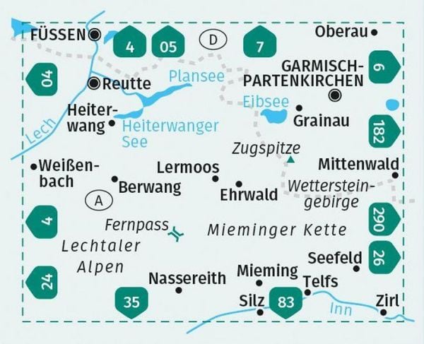 Produktbild: KOMPASS Wanderkarte 25 Zugspitze, Mieminger Kette, Ehrwald, Lermoos, Garmisch-Partenkirchen, Reutte 1:50.000