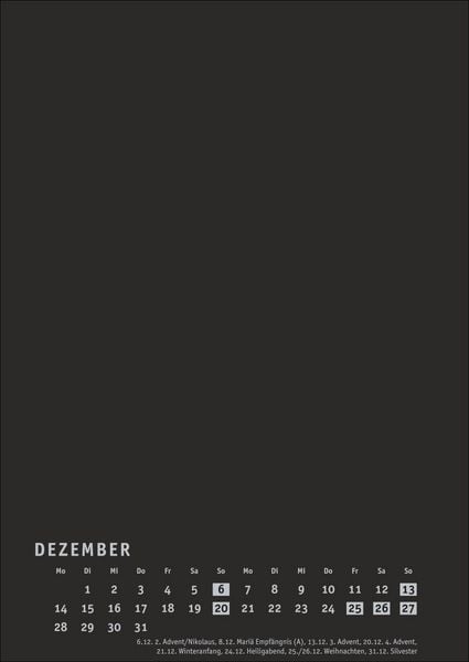 Produktbild: Premium-Bastelkalender schwarz A4 2026