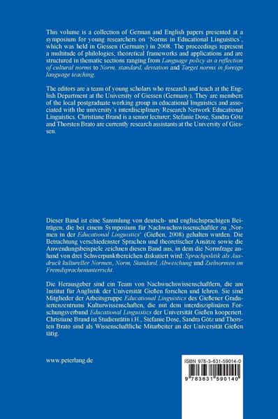 Produktbild: Norms in Educational Linguistics &ndash; Normen in Educational Linguistics