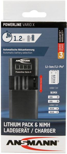 Produktbild: Ansmann Powerline Vario X 1001-0085 Kamera-Ladeger&auml;t Passender Akku LiIon, LiPo, NiMH