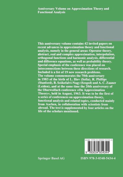 Produktbild: Anniversary Volume on Approximation Theory and Functional Analysis