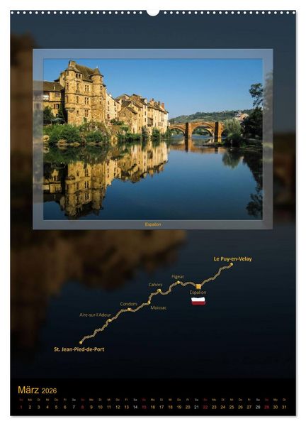 Produktbild: Jakobsweg Via Podiensis (Wandkalender 2026 DIN A2 hoch), CALVENDO Monatskalender