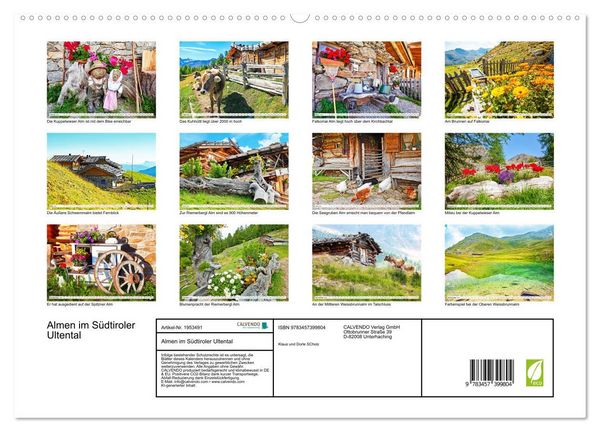 Produktbild: Almen im S&uuml;dtiroler Ultental (hochwertiger Premium Wandkalender 2026 DIN A2 quer), Kunstdruck in Hochglanz