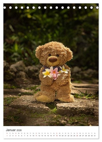 Produktbild: Travelling Teddy liebt Blumen und Bl&uuml;ten (Tischkalender 2026 DIN A5 hoch), CALVENDO Monatskalender