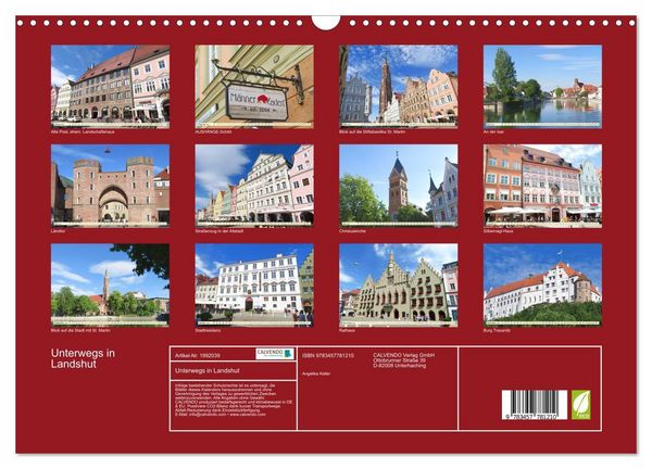 Produktbild: Unterwegs in Landshut (Wandkalender 2026 DIN A3 quer), CALVENDO Monatskalender